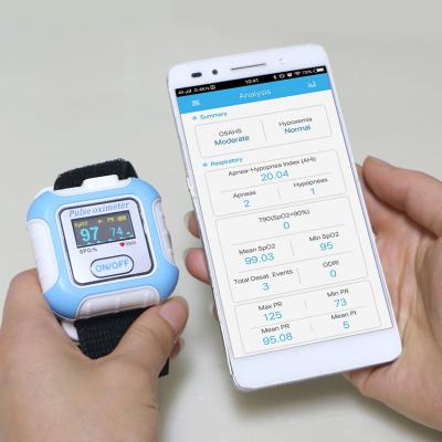 Chine Spo2 et fréquence cardiaque Bluetooth App gratuite Moniteur d'apnée du sommeil avec alarme sonore à vendre