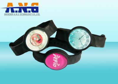 China Custom logo Rfid Wristbands with epoxy coin , Contactless rfid bracelets for sale
