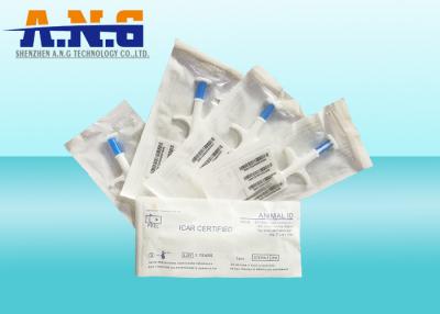 China EM4305  RFID Animal Microchip Glass Tag with Disposable Syringe for sale