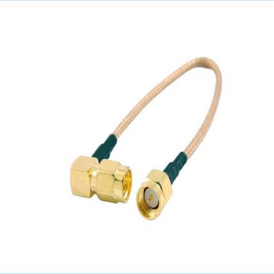 China 6inch SMA Male to SMA Right Angle Male Plug Jumper Pigtail Cable RG316 for sale