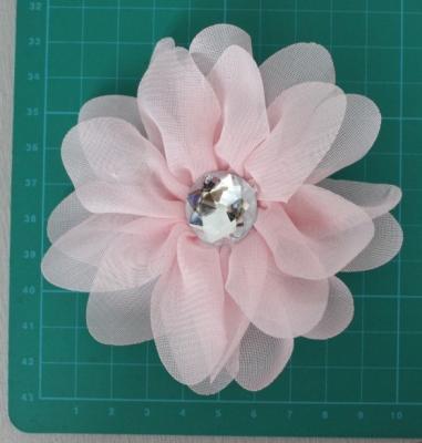 China Ramillete rosado artificial de la flor de la gasa, ramilletes de la flor de la tela del diamante artificial del perno en venta