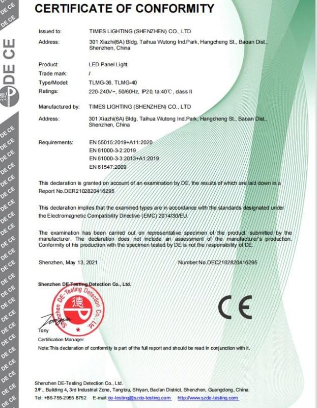 CE-EMC - TIMES LIGHTING (SHENZHEN) CO., LTD
