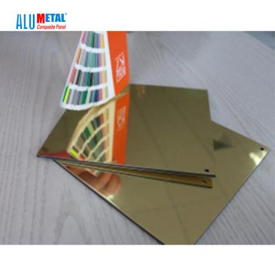 China Golden Mirror Aluminum Composite Panel 2440mm ACM Ldpe Core Internal Wall for sale