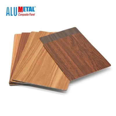 China 3mm Wooden Aluminum Composite Panel  PE 0.3mm ACP Sheet Fireproof 3D Gloss for sale