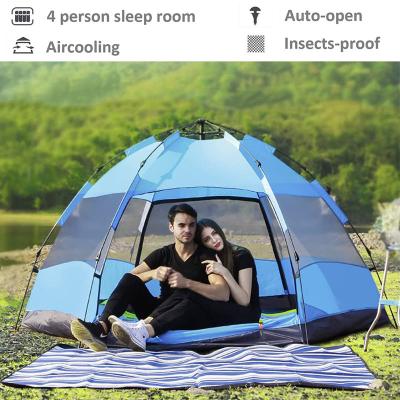 China Fiberglass 3-4 People Pop Up Camping Family Tents 190T Polyester Shelters for sale