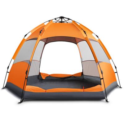 China Double Decker Hexagon Camping Tent 5-6 Person Waterproof Windproof Tent for sale
