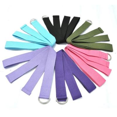 China Polyester Cotton Yoga Belt Strap Extra Thick 45g With Adjustable Metal D Ring Buckle for sale
