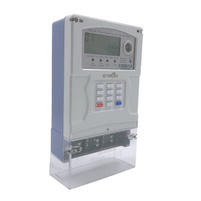 China keypad type sts standard prepaid three phase smart electric meter with LORA-RF module for sale