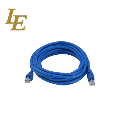 China Solid Bare Copper Network Patch Cord LE Cable CAT5E CAT6 PVC Blue Jacket For Server for sale