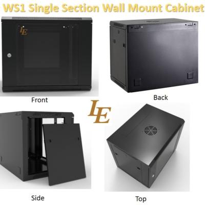 China IP20 6U Cabinet de montaje en la pared Rack Mount Cabinet negro Puerta de vidrio templado en venta