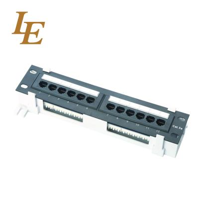 China 1U UTP 12 Port Wall Mount CAT5E Patch Panel SPCC Cold Rolled Steel Material for sale