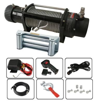 China Heavy Duty Electric Winch 12000lbs SC12000X Hawse Fairlead Φ10mmx26m Rope for sale