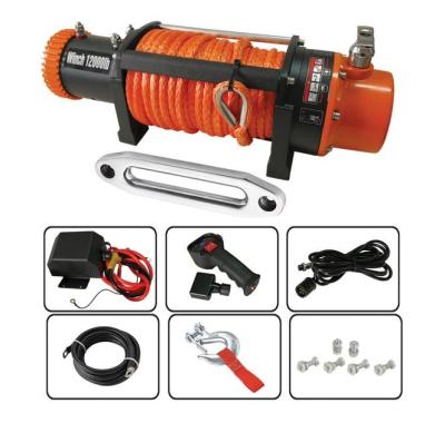 China Heavy Duty Electric Winch 12000lbs SC12000XW 4 Way Roller Fairlead for sale