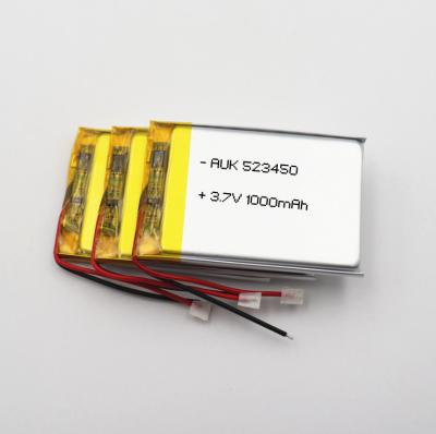 China 20g 3.7V 1000mAh Rechargeable LiPo Battery Li  Polymer 523450 ROHS for sale