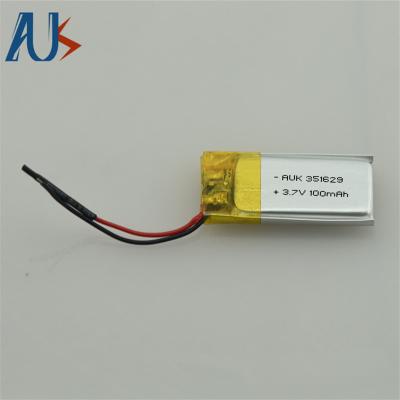 China Pequena bateria recarregável LiPo 3.7V 100mAh 401230 351629 1S1P à venda