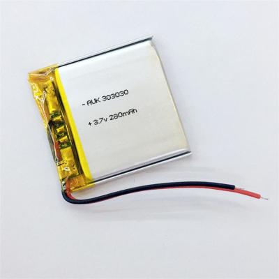 China 303030 3.7V 280mAh Ultra Thin LiPo Battery Lightweight 500 Cycles for sale