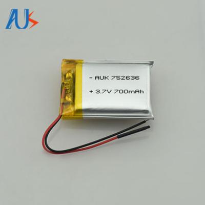 China Small Li Ion Battery 3.7v 700mah LiPo Battery 752636 Customized for sale