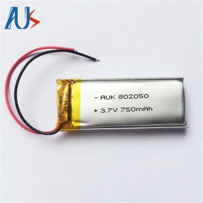 China Lámpara 3.7V 750mAh Batería LiPo pequeña Potente 802050 Polímero de litio en venta