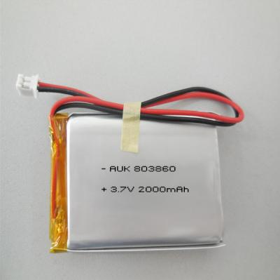 China Rechargeable Li Polymer Battery 3.7v 2000mah LiPo Battery Polymer 803860 for sale