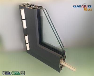 China Gray Color Double Layers Glass Aluminium Window Profiles / Combined Windows for sale