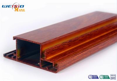 China Wood Grain Surface AA6063 T5 Aluminium Extrusions Profiles For Door / Windows for sale