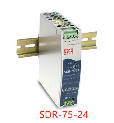 Chine Alimentation d'énergie de rail de vacarme de SDR-75-24 Meanwell 12V 24V 48V 85%-89% à vendre