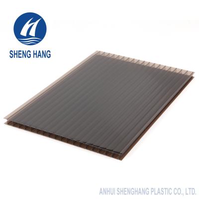 China 5800mm 4mm Twin Wall Polycarbonate Sheet Green Brown Anti Impact for sale