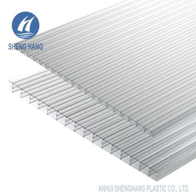 China Clear Twin Wall Polycarbonate Sheets 2.1*6m PC Board Roof Coextrusion UV Proof for sale