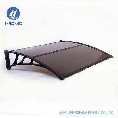 China Standard Door Window Outdoor Polycarbonate Plastic Awning 3.3*3.9ft Brown for sale