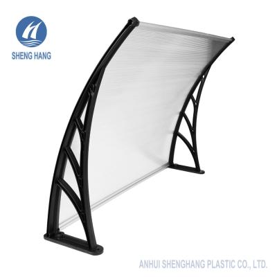 China Sunshield Curved Polycarbonate Plastic Awning 5mm UV Coating for sale