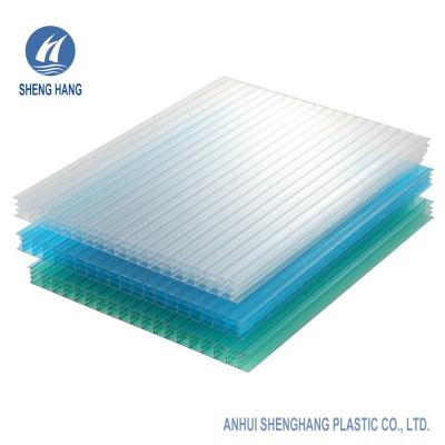 China Blue 4 Layer 18mm Polycarbonate Hollow Sheet Fireproof 1050mm for sale