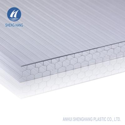 China Extrusion Waterproof Honeycomb Polycarbonate Sheets 80 Micron UV Coating for sale
