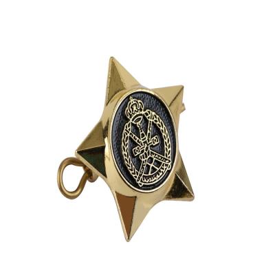 China Military Hat Pin Button Metal Star Badge 60-90mm Brass Material for sale