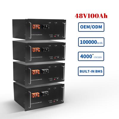 China Hybrid Solar System Rack Mount Battery Monocrystalline Silicon 4000 Cycle 48V 100ah Lithium for sale