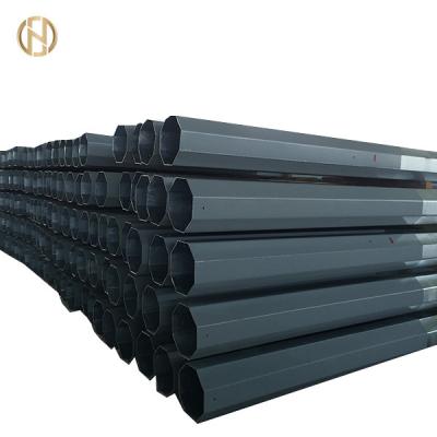 China Custom Made Steel Utility Pole 18 Meter Height With Black Epoxy Paint for sale