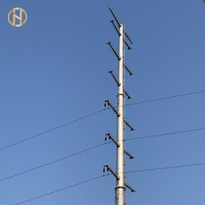China Galvanised Electric Power Pole 35m Height Good Earthquake Resistance for sale