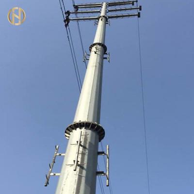China 132KV 138KV Metal Power Pole  32 Meter Galvanised Power Pole 12 Side for sale