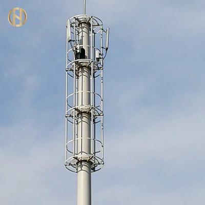 China Tubular Telecommunication Tower 36M 4 Sections Slip Joint Galvanized Surface for sale