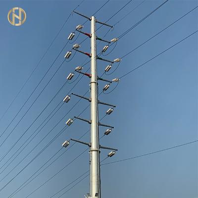 China 33KV 18m Steel Utility Pole  Steel Power Poles With Insulator And Conductor for sale