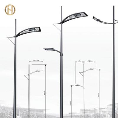 China 8M Street Light Pole Q235B Round Conical Single Arm Light Pole for sale