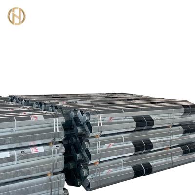 China Low Voltage Tubular Galvanized Steel Pole 11m Length Black Painting Color for sale