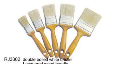 China Industrial House Paint Brush Set Double Boiled White Polyester Bristle Brush for sale