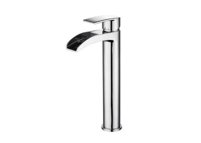 China High Rise Basin Mixer Taps Brass Waterfall Sink Mixer Tap With Single Handle for sale