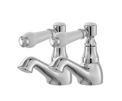 China Hotel Bathroom Mixer Taps Lever Basin Taps Pair With Chrome Finish T8154 for sale