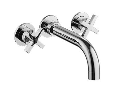 China Chrome Finish Concealed Basin Mixer Tap Polished with Double Handles for sale