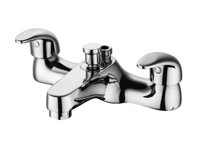 China Double Handles Bath Shower Mixer Taps Chrome Finish Brass Shower Bathroom Faucets for sale