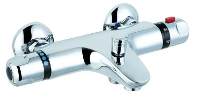 China Contemporary Thermostatic Bathroom Taps Chrome Finish with Two Handles for sale