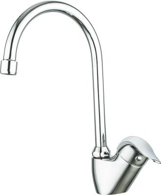 China Polished Kitchen Mixer Taps Chrome Finish Single Handle Water Faucet for sale