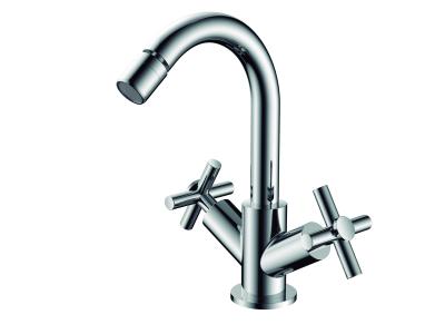 China Double Handle Bidet Mixer Taps Chrome Finish Brass Sink Mixer Tap for sale
