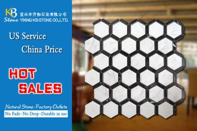 China Italian carrara white marble stone natural hexagonal marble mosiac floor tiles for sale